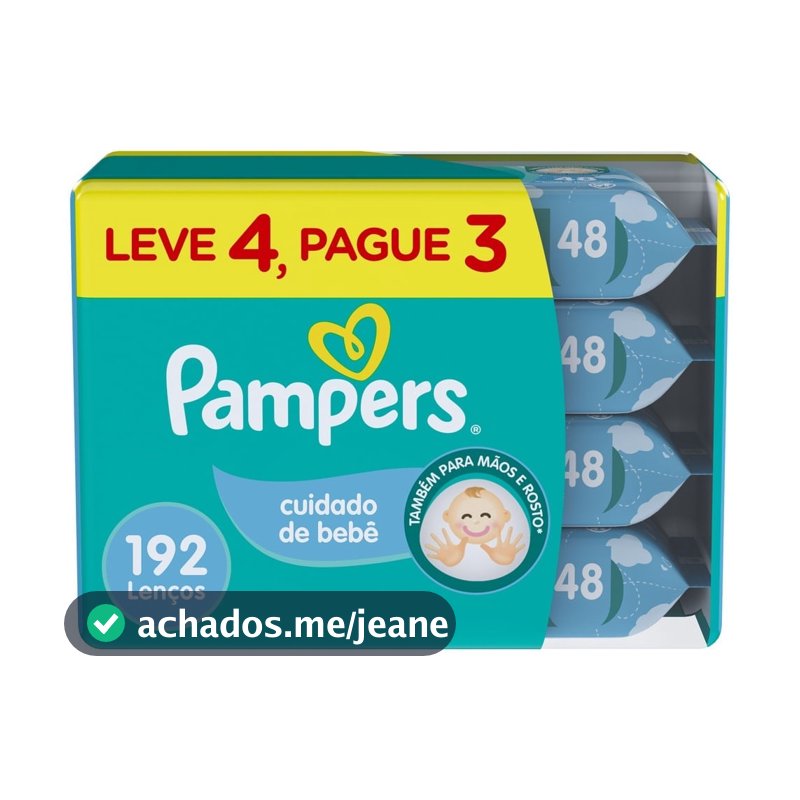 Lenços Umedecidos Pampers Cuidado de Bebê 192 Unidades Leve 4 Pague 3