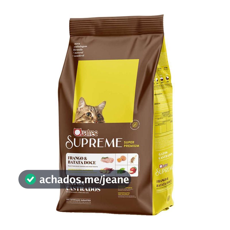 Ração Quatree Supreme Gatos Castrados sabor Frango e Batata Doce 10.1 Kg