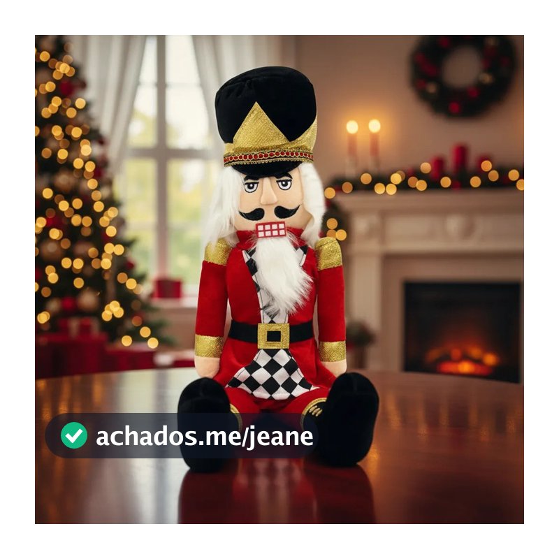 Soldado Quebra-nozes De Natal Pelúcia Sentado Chapéu 52cm