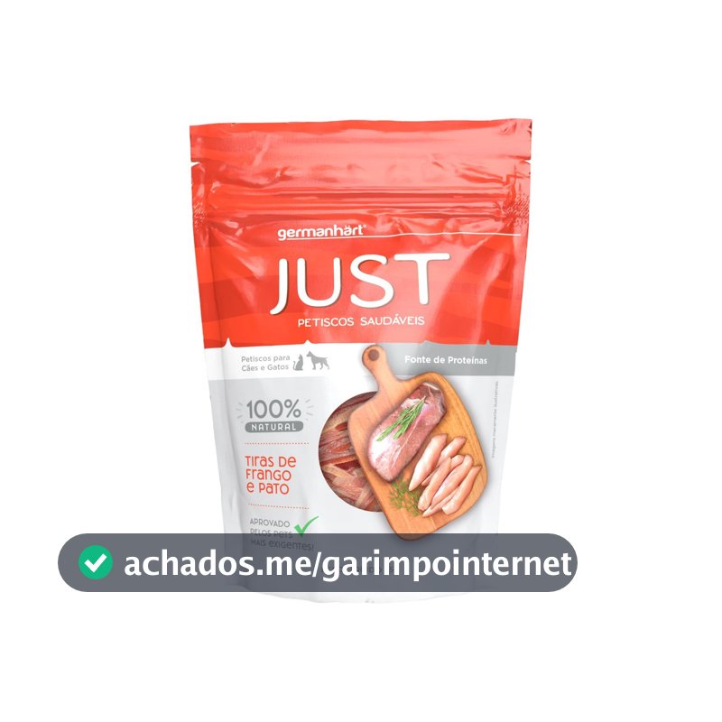 Petisco Natural Just Slice Mix Frango e Pato Cães Gatos 75g
