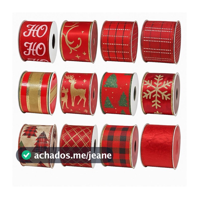 Fita Vermelha Natalina Aramada Decorativa 9m x 6,3cm – Para Laço, Guirlanda, Árvore e Presentes