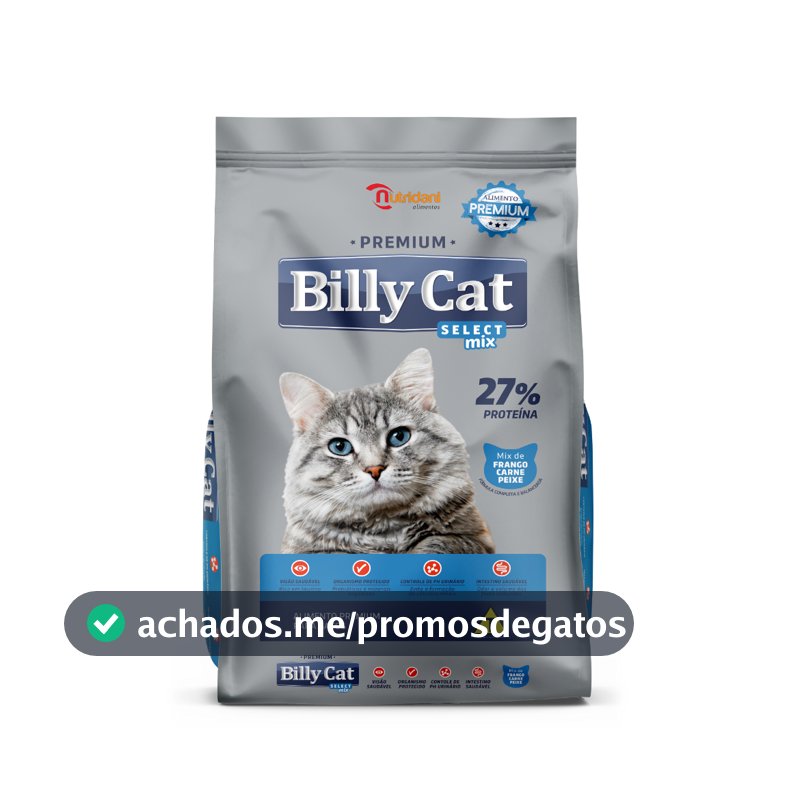 Ração Gatos Adultos Billy Cat Mix Frango Carne Peixe 7kg
