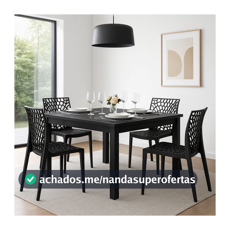 QUEIMA DE ESTOQUE - Mesa de Jantar Quadrada Industrial – Design de Madeira p/ 4 Lugares