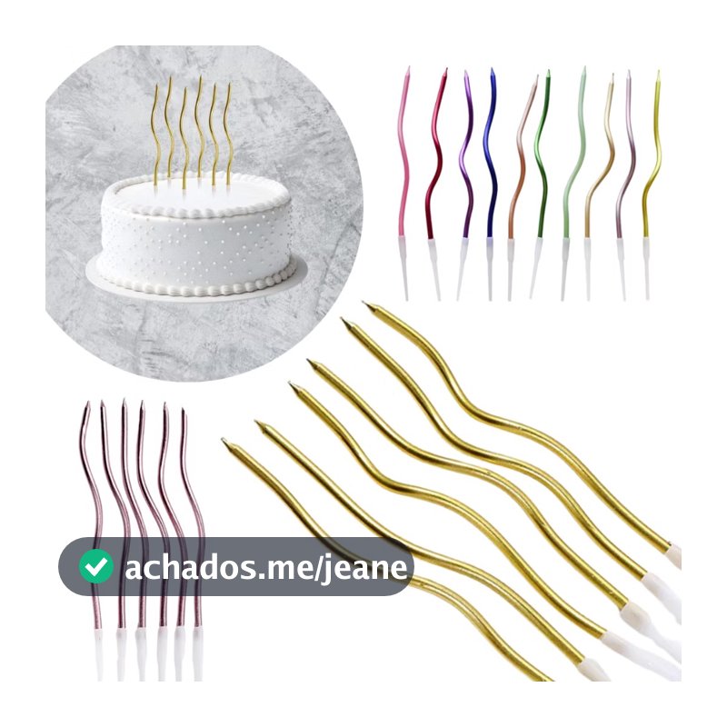 Kit 6/12/18/24 Velas Espiral Palito Ondulado 15cm Para Bolo Festa Aniversário Decoração