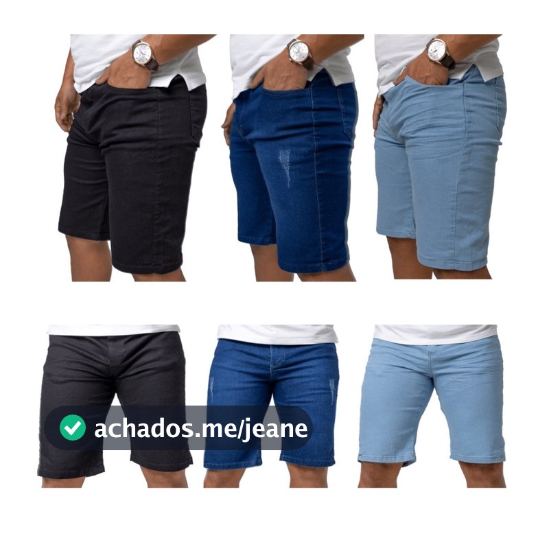 Kit 3 Bermuda Masculina Jeans C Elastano tam 36 ao 48 - Shorts Masculino Casual - Roupa Masculina Dia dos Pais