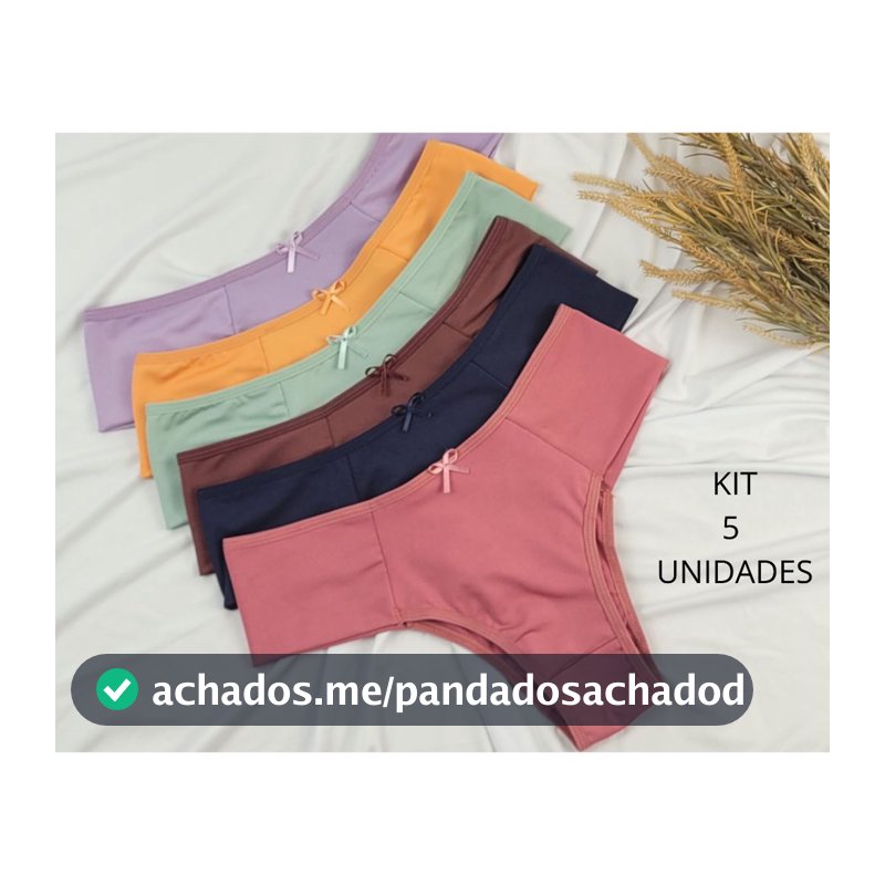 KIT 5 CALCINHAS FEMININAS PALA  ALTA CONFORTO FORRO ALGODÃO