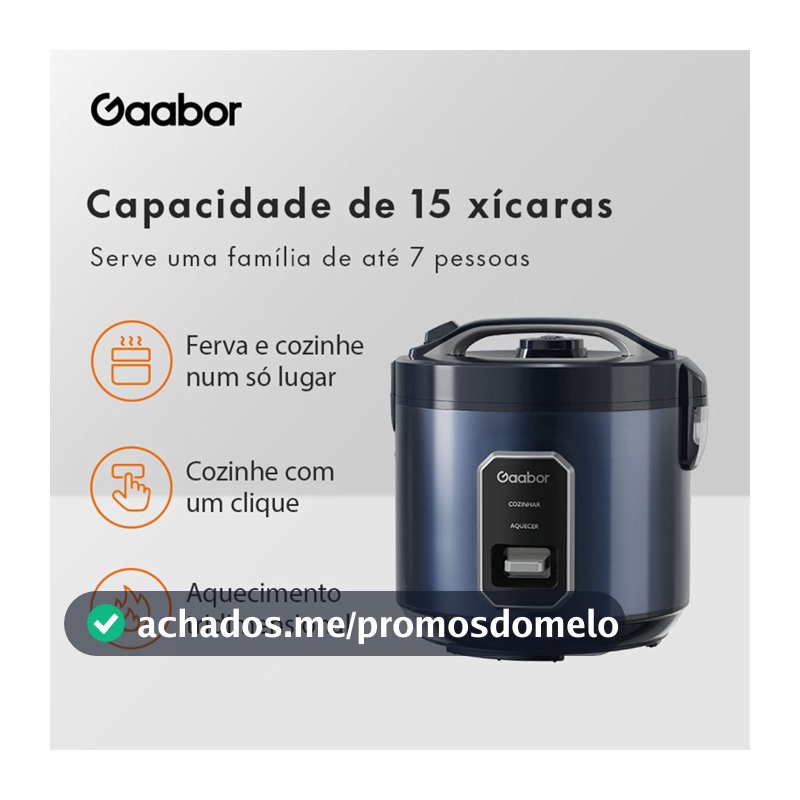 Gaabor 700W Panela de Arroz Azul Marinus com Capacidade para 6 Xicaras  2,2L RC-50M01A