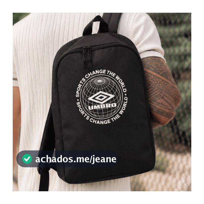 Mochila Umbro Change The World Preta Uso Diário Leve Esportiva Futebol Academia Treino Original