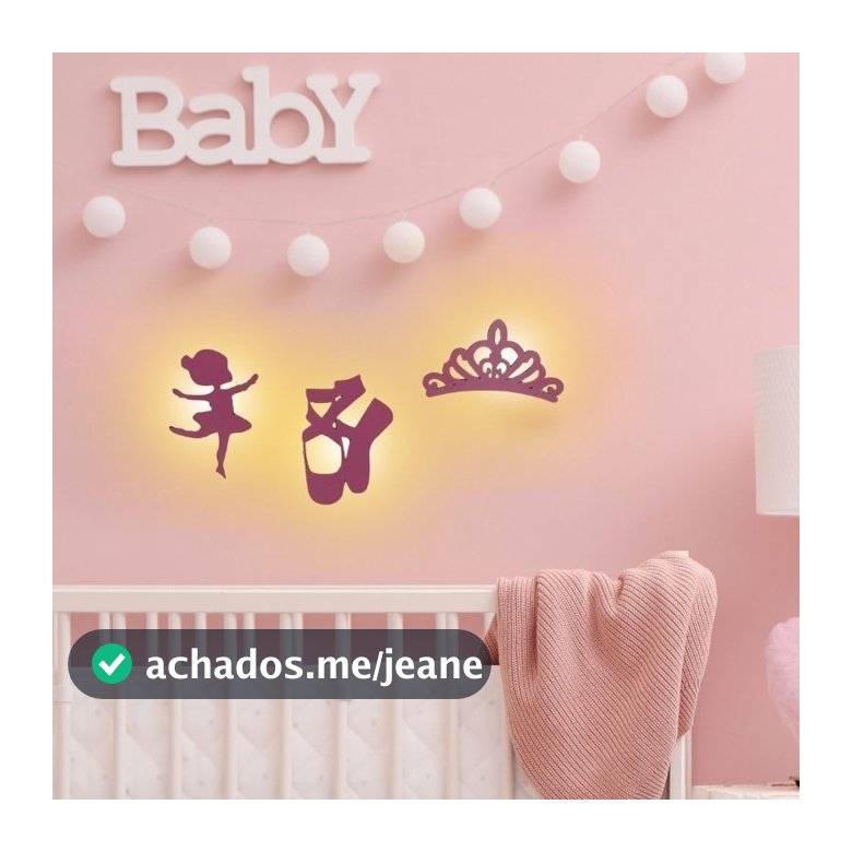 Luminária LED Bailarina Decorativa Kit com 3 Peças para Quarto de Menina