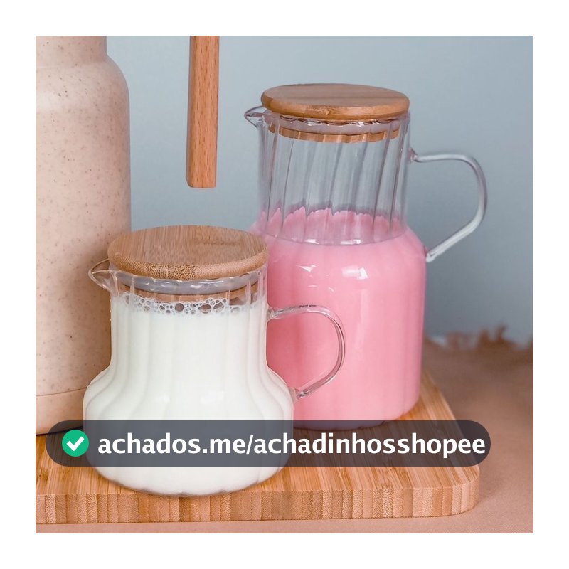 Kit 2 Jarras 500 ml e 1 Litro com Fechamento Hermético VIDRO e Bambu para Mesa Posta