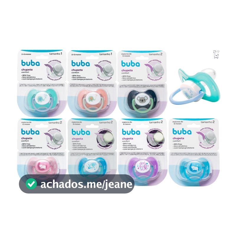 Chupeta Silicone Ortodôntica Comfort Buba Com Tampa Anti-Cólica Recém-Nascido Tamanho 1 e 2