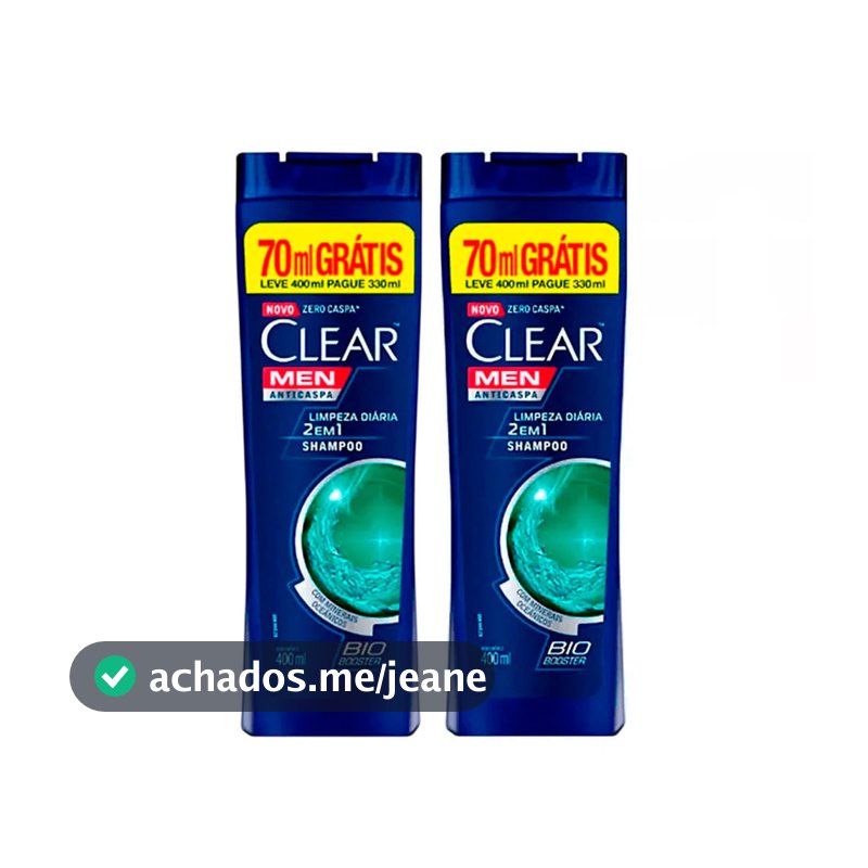 Kit Shampoo Clear Anti-Caspa Limpeza Diária 2 Em 1 Leve 400ml Pague 330ml - 2 Unidades