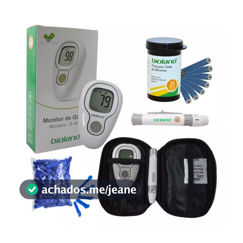 Kit Glicosímetro Aparelho Medidor De Glicemia Glicose Completo c/ 25 Tiras 25 Lancetas Bolsa Bateria Caneta