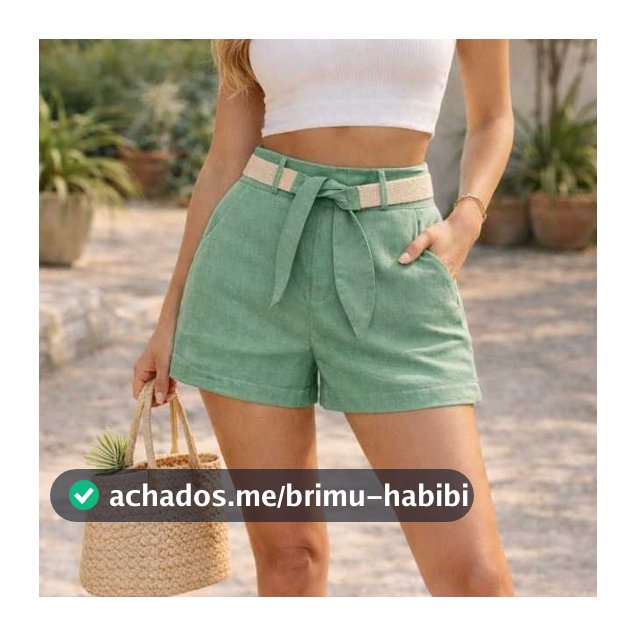 Shorts Feminino linho Social Curto com Bolso faca com cinto Cintura alta Casual