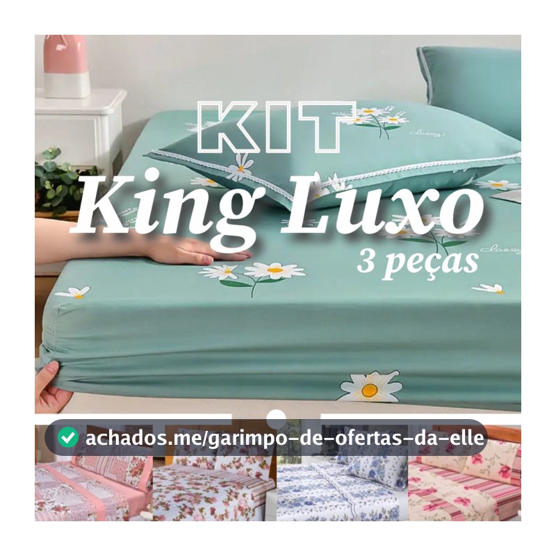 Kit Jogo de Lençol King 3 Peças 1,93m x 2,03m x 30cm de Altura Estampas Sortidas