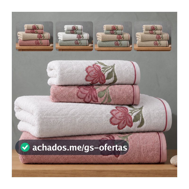 Jogo de Toalhas Encanto com 4 Peças Banho e Rosto em Algodão Karsten