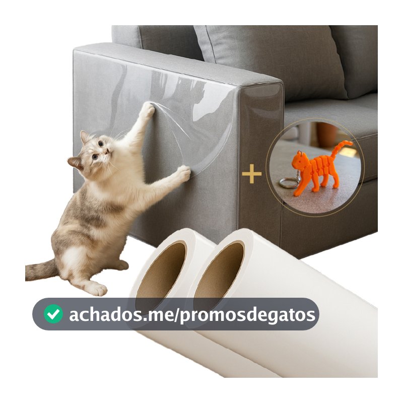 Kit 2 Protetor Sofá Móveis Adesivo Gatos Anti-arranhão Arranhador Transparente 30X300cm + BRINDE