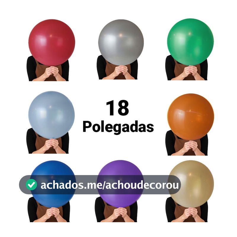 Balao Redondo Liso 18" Metalizado Bello Festas c/10 Un