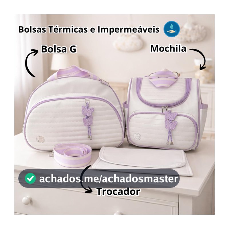Kit Luxo Premium Bolsa Maternidade Reforçado Saída Maternidade Resistente Cor Azul Marinho Goiaba Rosa Lilás Verde Nude