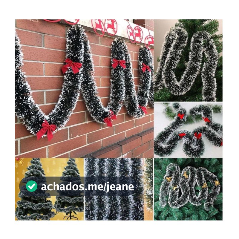 1/3/5/10 Festão Verde Escuro Nevado 2 Metros x 7 cm Decoração De Natal