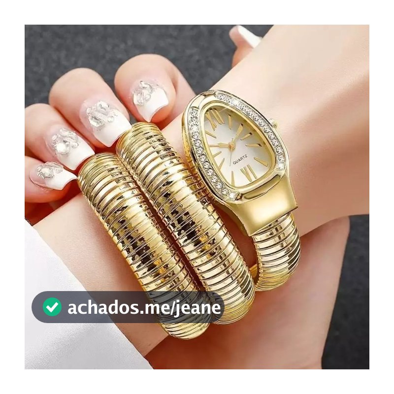 Relógio de Cobra Feminino Dourado/Prata - Design Escultura Remosú