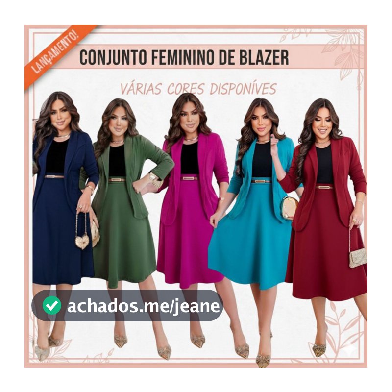 CONJUNTO FEMININO BLAZER, SAIA MIDI, CAMISETA E CINTO; MODA EVANGÉLICA PLUSSIZE CONGRESSO CULTO SOCIAL