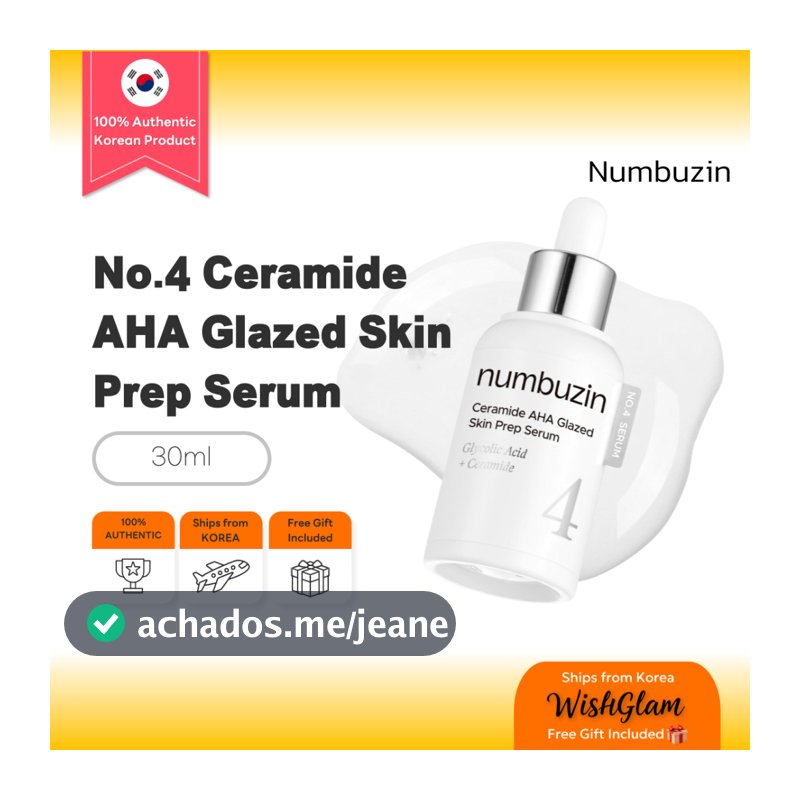 NUMBUZIN No.4 Ceramide AHA Glazed Skin Prep Serum 30ml | Sérum Preparador com AHA e Ceramidas | Esfoliação Suave • Fortalecimento da Barreira • Glow  • Skincare Coreano