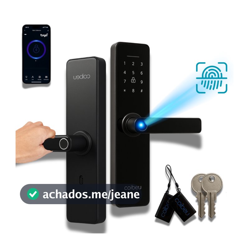 Fechadura Eletrica Eletronica Digital 5 Em 1 Porta Trava Biometria Bluetooth Senha Touch Biométrica