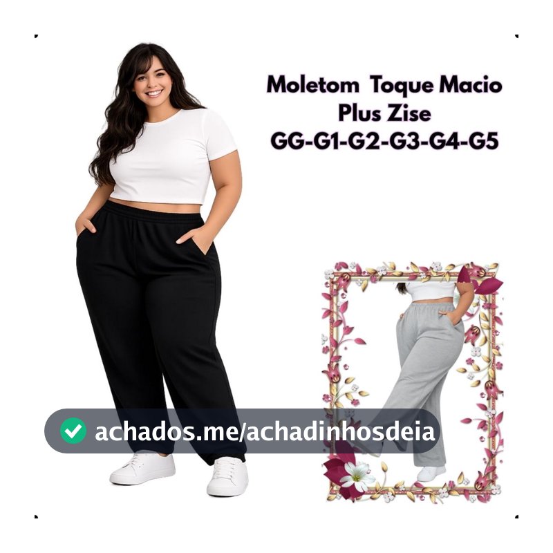Calça Moletom Plus Size Feminina/Masculina GG G1 G2 G3 G4 G5 Confortável  Seca Mais Rápido