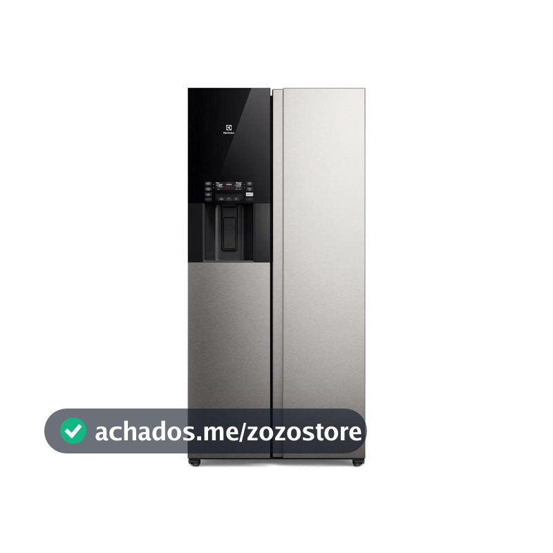 Geladeira Electrolux Frost Free Inverter 481L AutoSense e Água e Gelo na Porta Side by Side Inox Look (ES4WS)