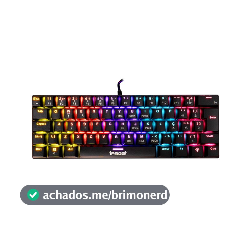 Teclado Mecanico TGT Sherman V3 C1, Rainbow, ABNT2, Switch Marrom, Preto, TGT-SHRC-BR01