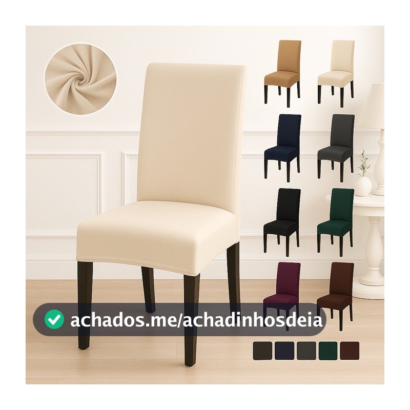 Kit Capa De Cadeira Jantar 6 Lugares Em Malha Com Elástico