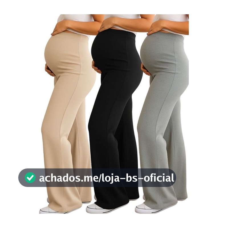Pantalona  Feminina Gestante Calça Gravida estilosa Plus size Calça confortavel Cós alto Viscolaycra Lisa Maternidade