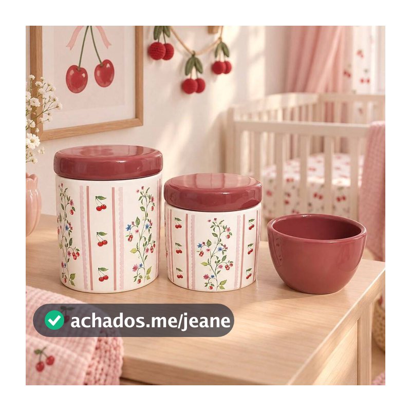 Kit Higiene Bebê - Trio Cerejinha Vinho Bordô