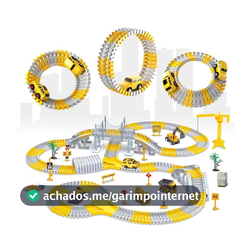 Pista de Carrinho Infantil com 98, 180 e 345 Peças Brinquedo Construção com Carrinho