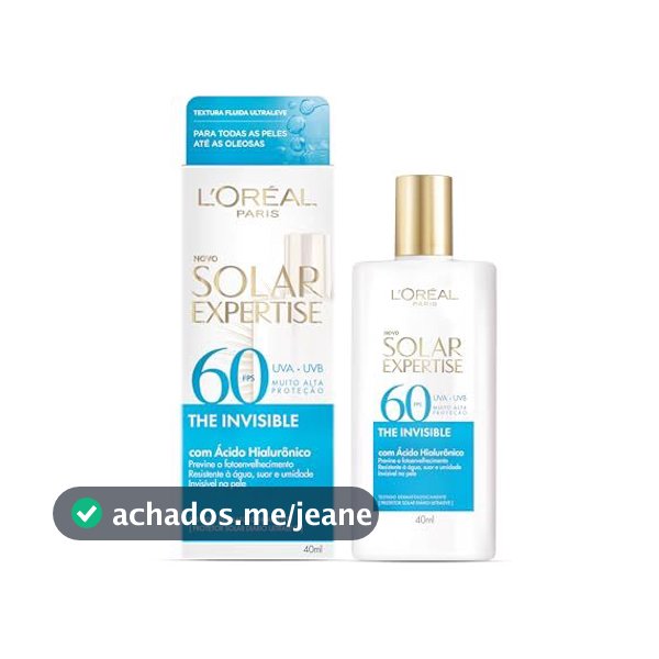 Protetor Solar Facial FPS 60 Antifotoenvelhecimento, Resistente à Água, Sem Cor, Solar Expertise L'Oréal Paris 40g