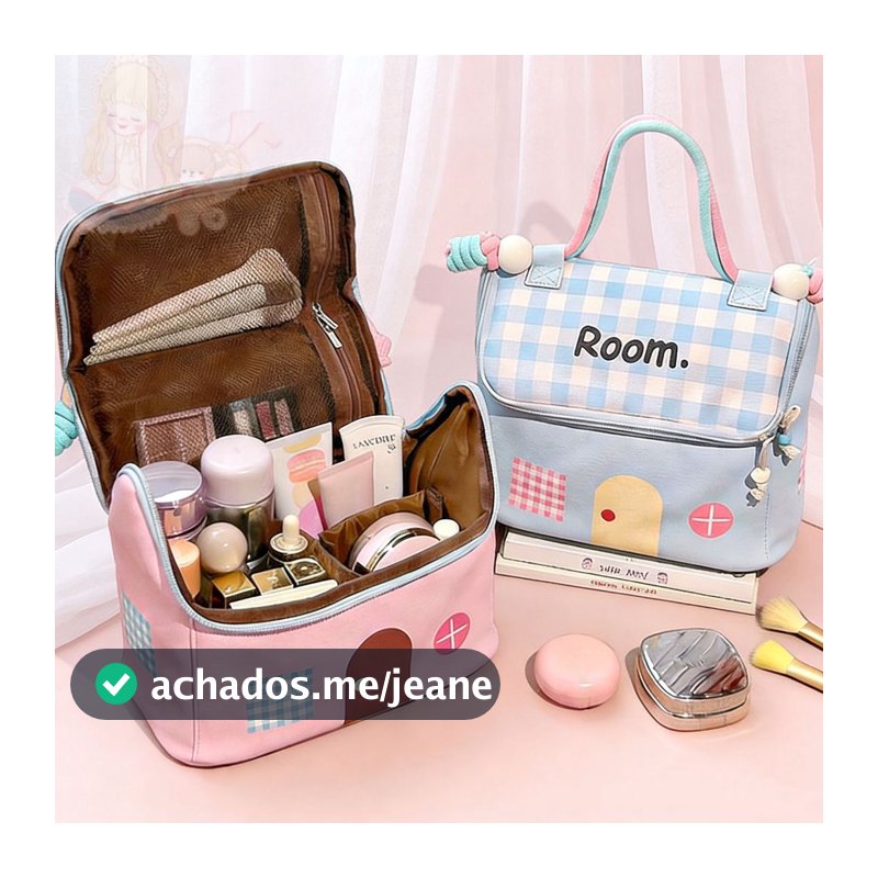 Bolsa de Maquiagem em Formato de Casa Kawaii - Organizador de Cosméticos Impermeável