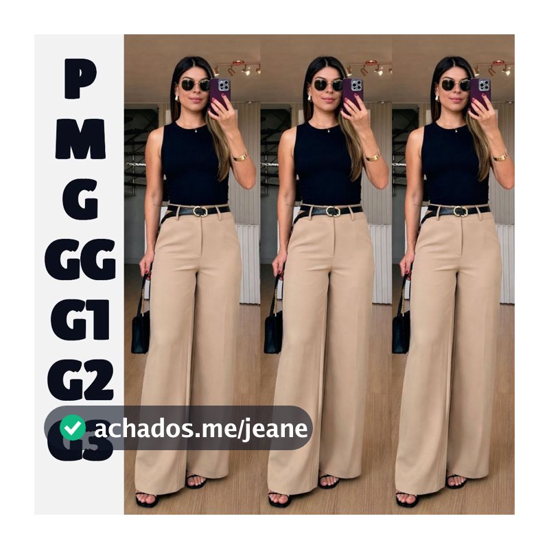 Calça Pantalona Social Wide leg Tecido Alfaiataria Marrante-Luiz Twill