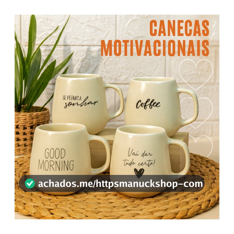 Jogo Caneca Bojuda 260ml Motivacional Porcelana Acetinada Fosca Cappuccino Café Mesa Posta Presente