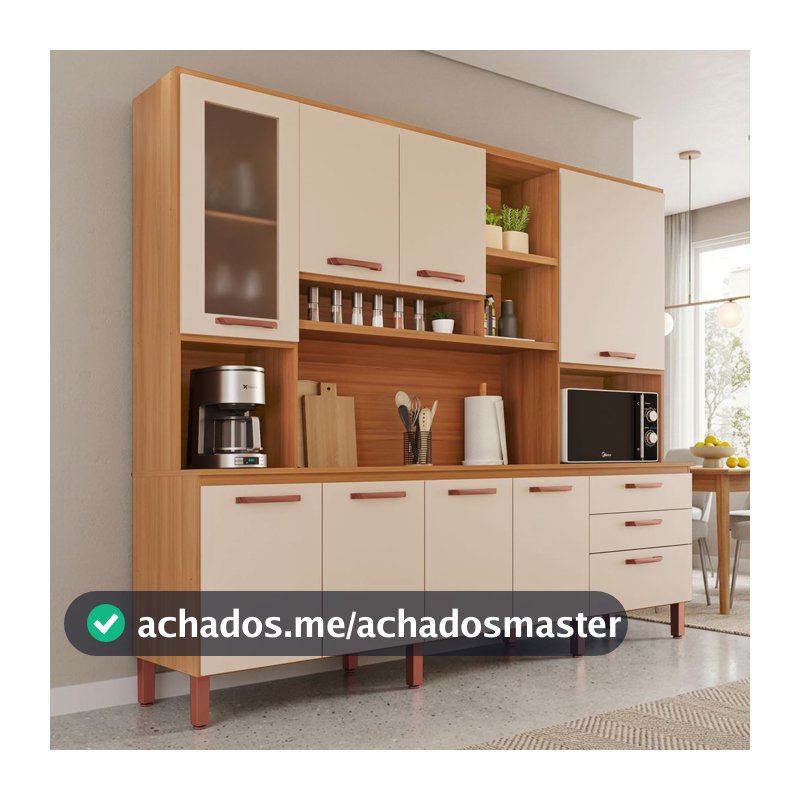 Armário de Cozinha Celeste 100% MDF  8 Portas e 3 Gavetas
