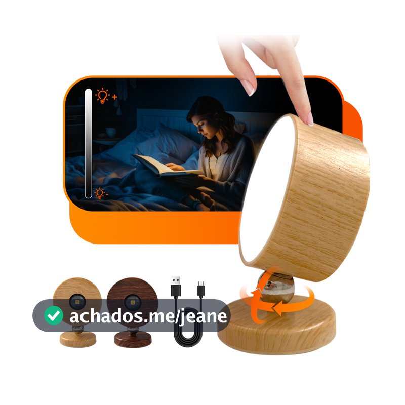 Lâmpada De Cabeceira 360 Moderna Luminária Sem Fio Recarregável LED Magnética Luz Para Leitura Casa