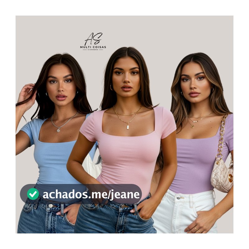 Kit 3 Blusinha Baby Look - Tecido Suplex Elastano Confortável Básica Faculdade Trabalho Moda Feminina