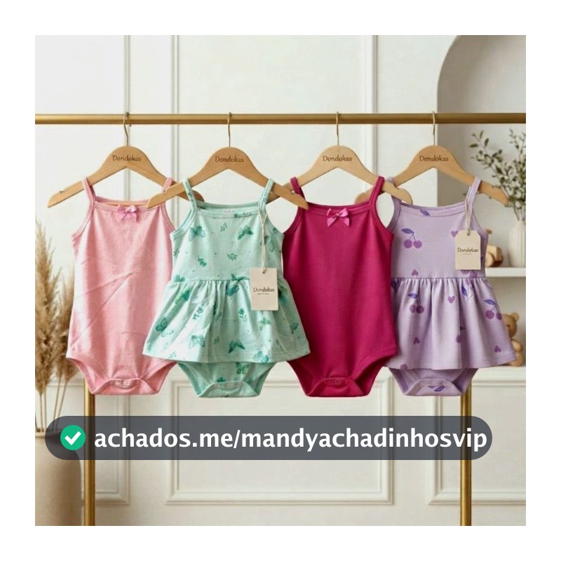 kit 4 Body Bebe Alcinha Body Saia 100% Algodão  Bori Bebe Menina