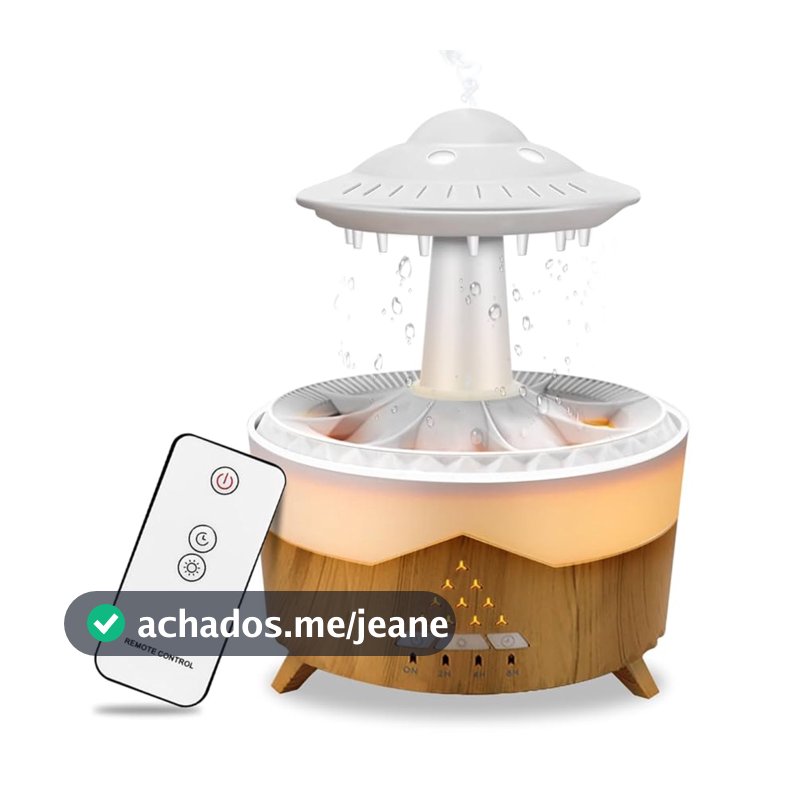 Umidificador Aromaterapia Luz Colorida Efeito Chuva Controle Remoto Oásis OIH-6506