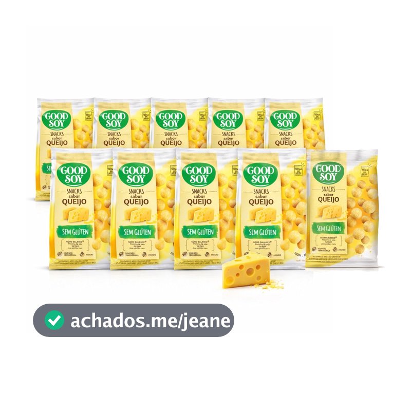 Kit 10 Snacks de Soja GOODSOY Sabor Queijo 25g - Sem Glúten