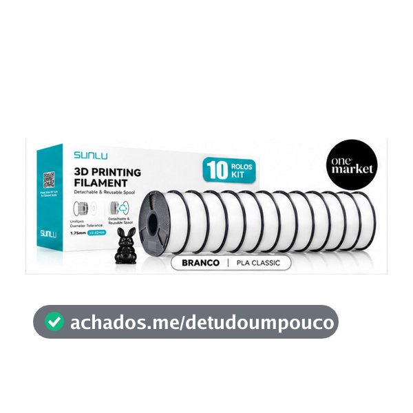 Kit 10kg Filamento Impressora 3d Sunlu PLA Classic Cor Branco (White) - OneMarket