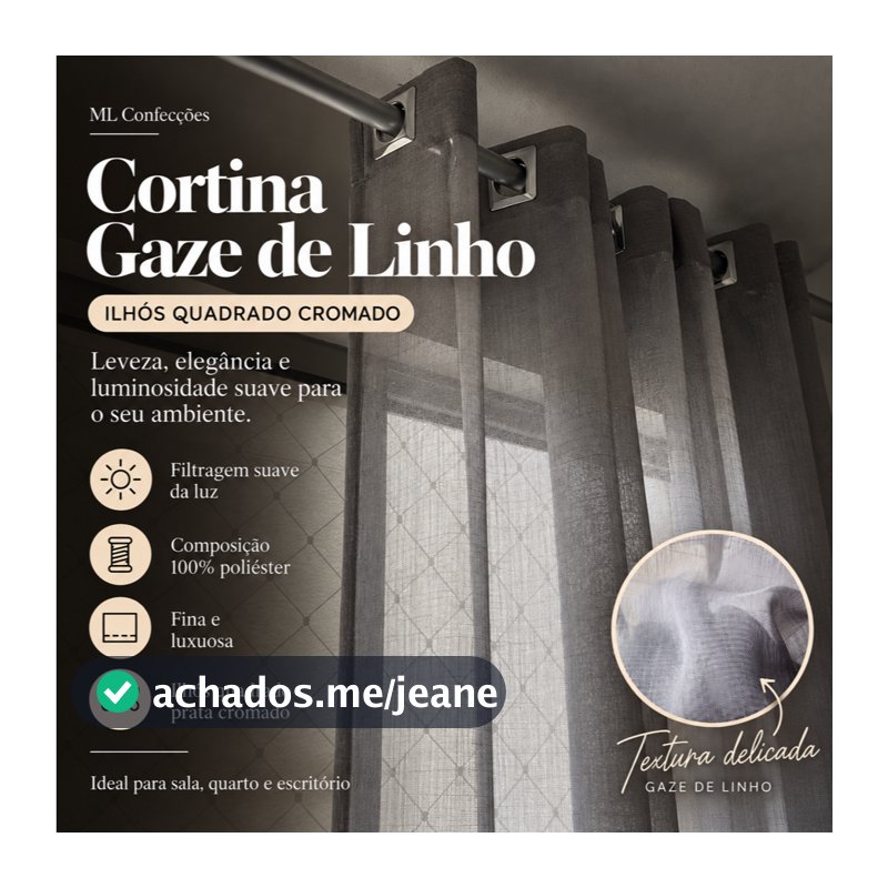 Cortina Voil Linho 4,00x2,60 Sem Forro Alto Padrão