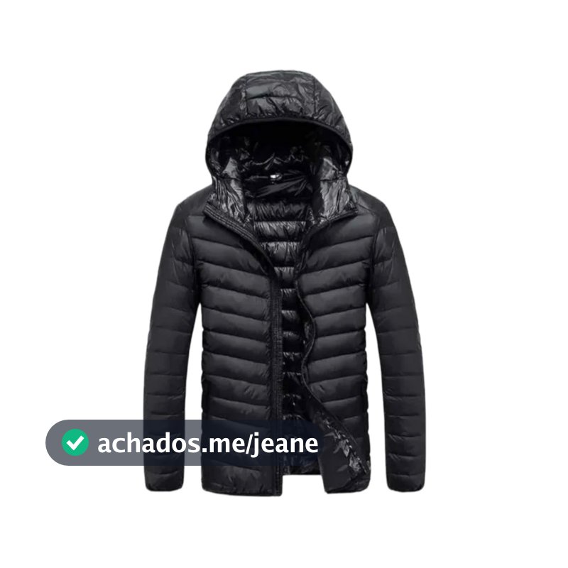 jaqueta Puffer Matelassê Masculina Capuz Removivel