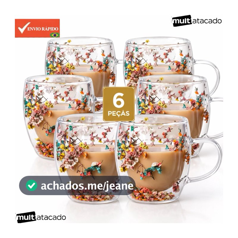 Jogo de Xícaras Chá e Café 250 ml Itália Âmbar Jogo  CanecaS XICARA DE FLOR Luxuoso