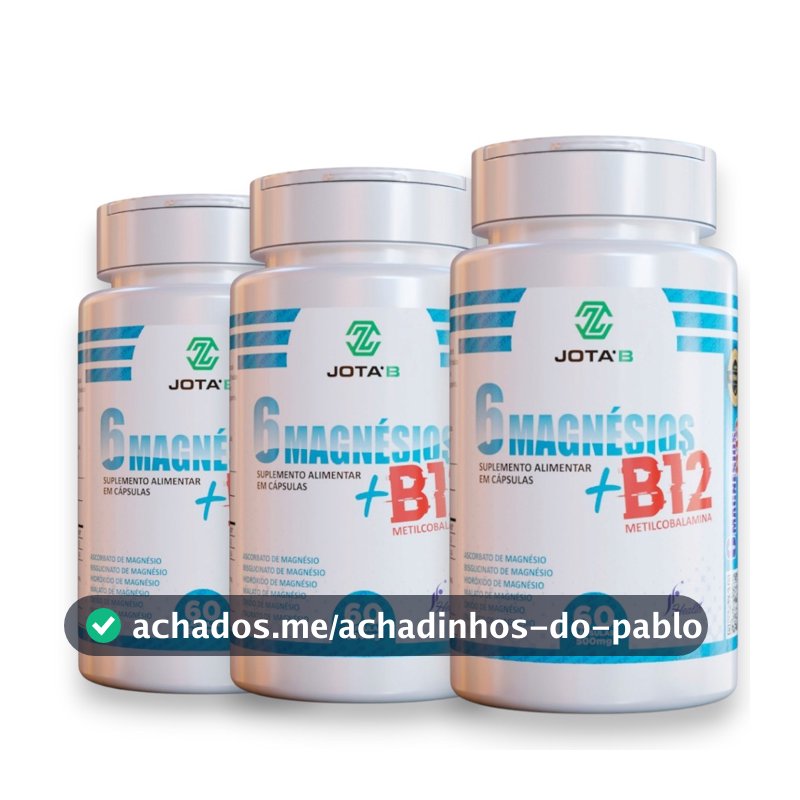 Suplemento 6 Magnésios com Vitamina B12 Metilcobalamina 60 Cápsulas - Envio Imediato